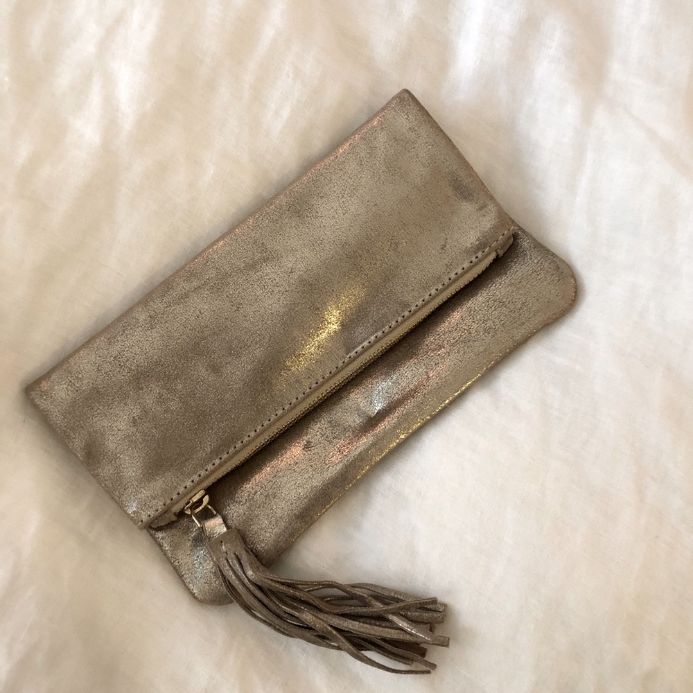 Gold Fold Over Clutch